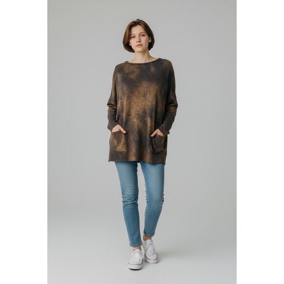 Yahada Brown Tie Dye Cozy & Soft Fall Sweatshirt women’s size large - Picture 1 of 8